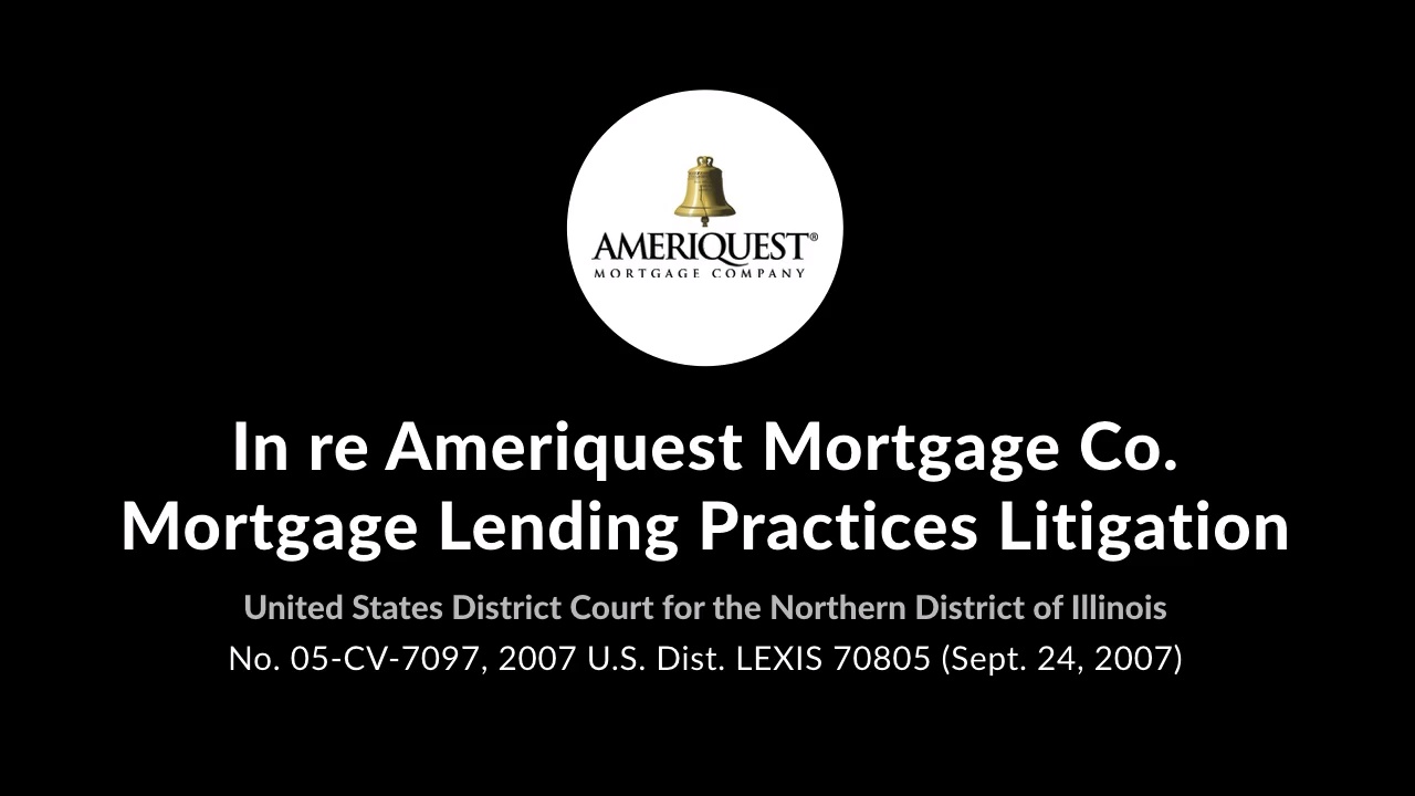 In re ameriquest mortgage co